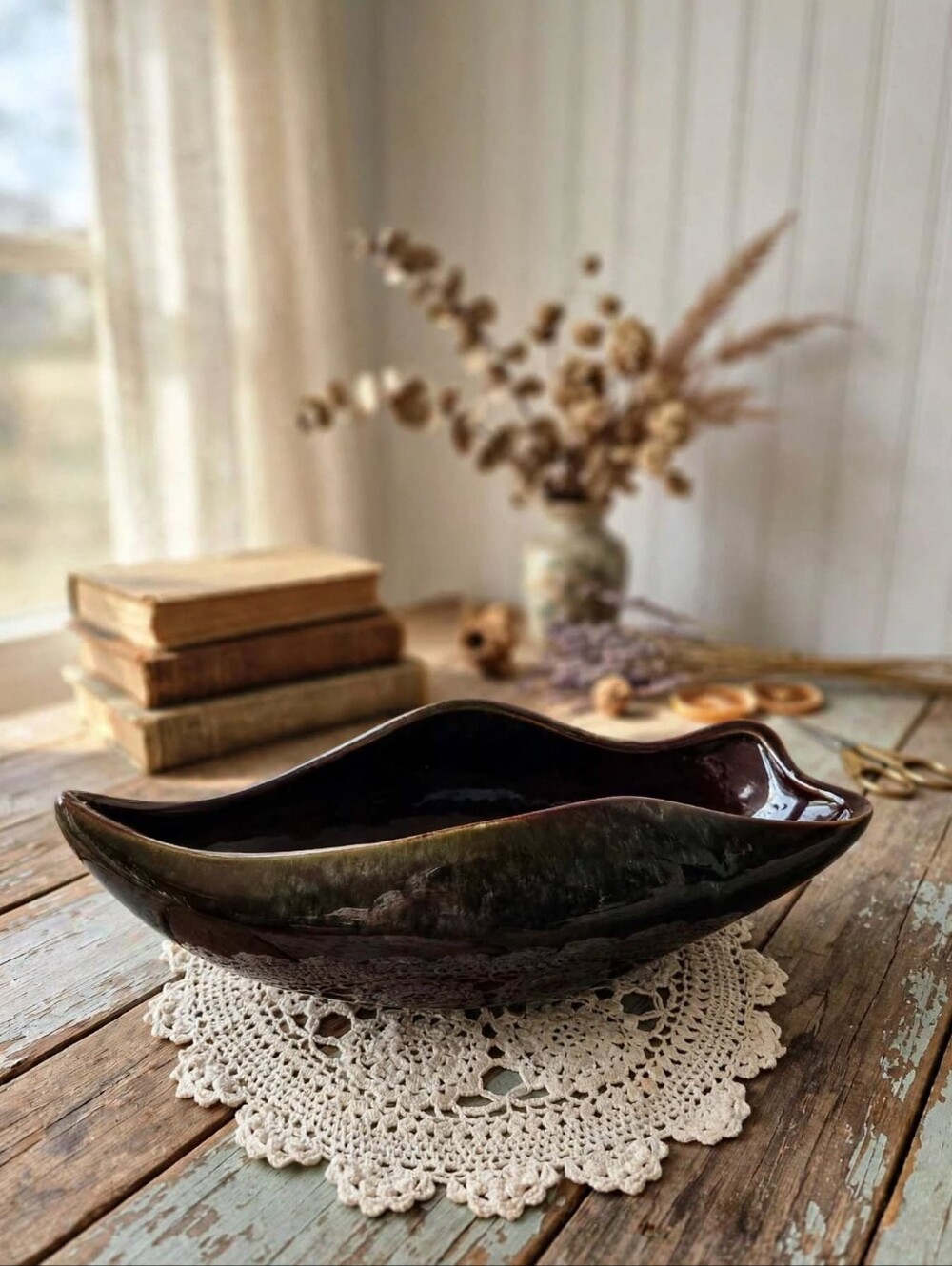 Vintage Céramique de Beauce Leaf Dish Planter #543